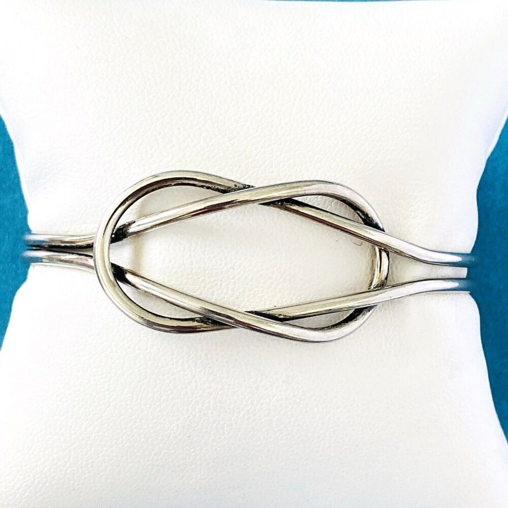 Vintage Beau Sterling Silver Interlocking Cuff Bracelet Minimalist